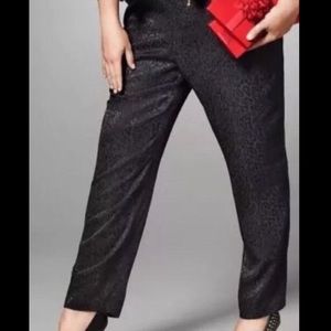 Lane Bryant Black Satin Leopard Print Pant Size 1X